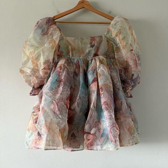 Selkie Mucha Puff Babydoll Dress Womens XS Mini Sheer Coquette Fairy Whimsical - Picture 4 of 16